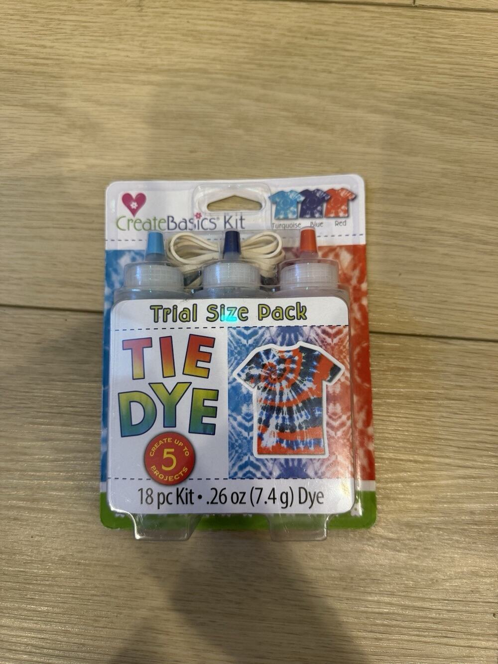 Create Basics Tie Dye, 18 Piece Trial Set - 3 Colors in Bottles SEALED PACKAGE